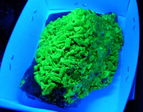 Autunite<br />Les Oudots Quarry, Grury, Issy-l'Evêque, Autun District, Saône-et-Loire, Bourgogne-Franche-Comté, France<br />10 x 5 x 5 cm<br /> (Author: Benj)