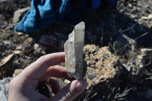 Calcita<br />Sierra procomunal, Chinchilla de Montearagón, Comarca Mancha de Montearagón, Albacete, Castilla-La Mancha, España<br />Cristal 7cm<br /> (Autor: DPC)