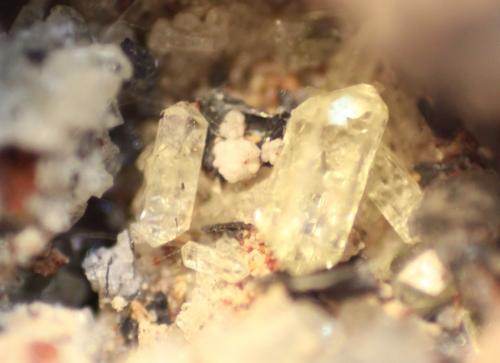 Fluorapatite<br />Nuestra Señora del Carmen Mines area, La Celia, Jumilla, Comarca Altiplano, Region of Murcia (Murcia), Spain<br />FOV 7 mm<br /> (Author: franjungle)