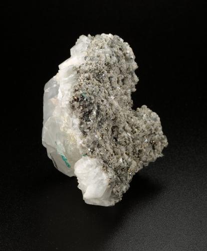 Beryl (variety emerald), Dolomite, Pyrite<br />Chivor (distrito minero), Mina Piedra de Chulo, Municipio Chivor, Cinturón Esmeraldífero Oriental, Departamento Boyacá, Colombia<br />49x61x33mm, xls=6mm & 7mm<br /> (Author: Fiebre Verde)