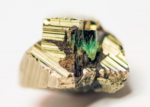 Beryl (variety emerald), Pyrite<br />Colombia<br />W 18mm x H 12mm x D 15mm<br /> (Author: Bergur_E_Sigurdarson)