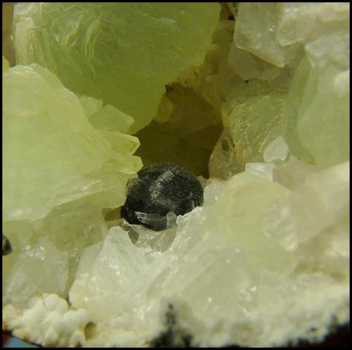 Pumpellyite, Prehnite; Quartz; Calcite<br /><br />FOV +- 4 cm<br /> (Author: Pierre Joubert)
