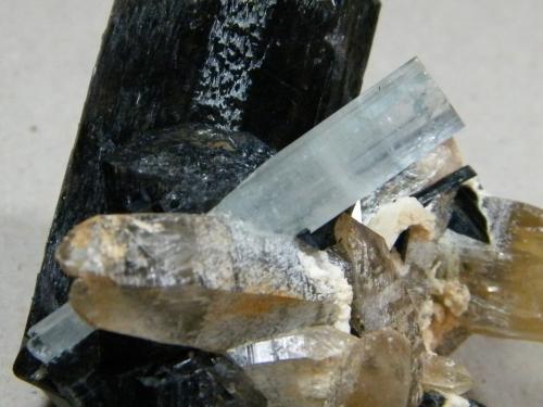 Beryl (variety aquamarine), Schorl and Quartz<br />Erongo Mountain, Usakos, Erongo Region, Namibia<br />55mm x 68mm x 57mm<br /> (Author: Heimo Hellwig)