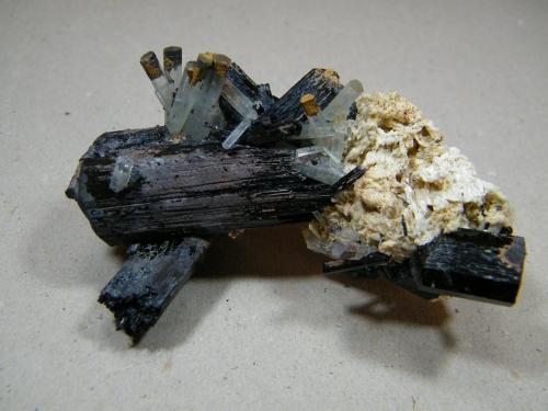 Beryl (variety aquamarine) and Schorl<br />Erongo Mountain, Usakos, Erongo Region, Namibia<br />81mm x 58mm x 60mm<br /> (Author: Heimo Hellwig)