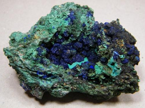 Azurite and Malachite<br />Tschudi Mine, Otavi, Otjozondjupa Region, Namibia<br />85mm x 60mm x 41mm<br /> (Author: Heimo Hellwig)