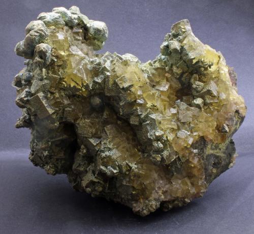 Fluorite, Pyrite/Marcasite<br />Santo Firme Group of Mines (Villabona Mines), Villabona, Llanera, Comarca del Nora, Principality of Asturias (Asturias), Spain<br />15 x 14 x 8 cm<br /> (Author: James)