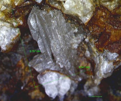 Cerusita.<br />Minas Can Magre, Vidreres, Comarca La Selva, Gerona / Girona, Cataluña / Catalunya, España<br />0´797 x 0´547 mm..<br /> (Autor: Jesus Franquesa Baucells)