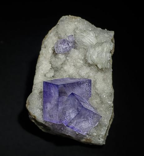 Fluorite, Quartz, Barite<br />Jebel Tirhemi, Taourirt, Taourirt Province, Oriental Region, Morocco<br />4.7 x 3.3 cm<br /> (Author: am mizunaka)