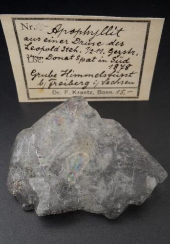 Fluorapophyllite-(K)<br />Himmelsfürst Mine, Brand-Erbisdorf, Freiberg District, Erzgebirgskreis, Saxony/Sachsen, Germany<br />4,5 cm crystal floater<br /> (Author: Andreas Gerstenberg)