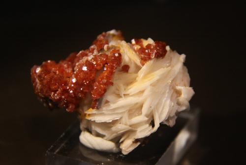 Vanadinite on Barite<br />Mibladen (distrito minero Mibladen), Midelt, Provincia Midelt, Región Drâa-Tafilalet, Marruecos<br />46mm x 34mm x 40mm<br /> (Author: franjungle)