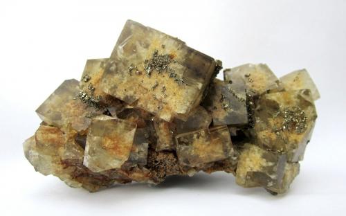 Fluorite, Pyrite<br />El Hammam, Ait Mimoune, Khémisset Province, Rabat-Salé-Kénitra Region, Morocco<br />Specimen size 12 cm, largest fluorite 3,5 cm<br /> (Author: Tobi)
