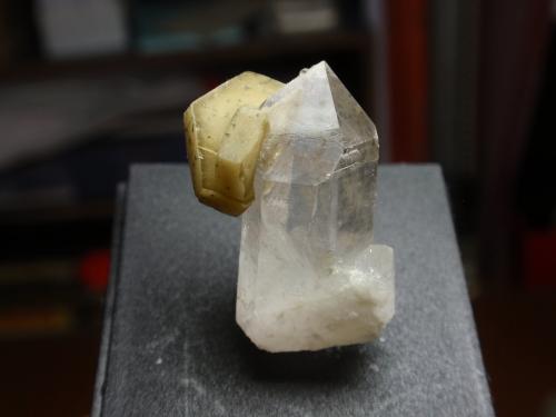 Cuarzo (variedad hialino) con Siderita<br />Minas da Panasqueira, Aldeia de São Francisco de Assis, Covilhã, Castelo Branco, Cova da Beira, Centro, Portugal<br />15x25 mm<br /> (Autor: Ignacio)