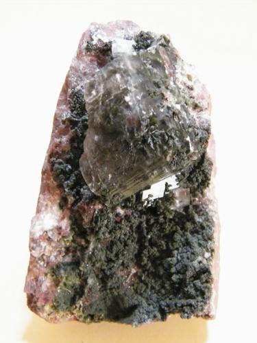 Calcite and Mottramite<br />Tsumeb Mine, Tsumeb, Otjikoto Region, Namibia<br />58mm x 90mm x 92mm<br /> (Author: Heimo Hellwig)