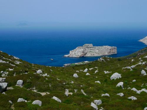 Islote de Perez Gil, bajo jurisdicción española, mas conocido como Isla Perejil y llamado Leïla en Marruecos. La mitad del islote mas cercana a la costa son calizas jurásicas; la otra mitad son dolomías, mas antiguas (Trías superior).

Al fondo a la izquierda se vislumbra el Peñón de Gibraltar. (Autor: Josele)