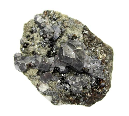 Galena, Sphalerite<br />Ramsbeck, Bestwig, Distrito Hochsauerland, Arnsberg, Renania del Norte-Westfalia/Nordrhein-Westfalen, Alemania<br />Specimen size 4,5 cm, largest galena 8 mm<br /> (Author: Tobi)