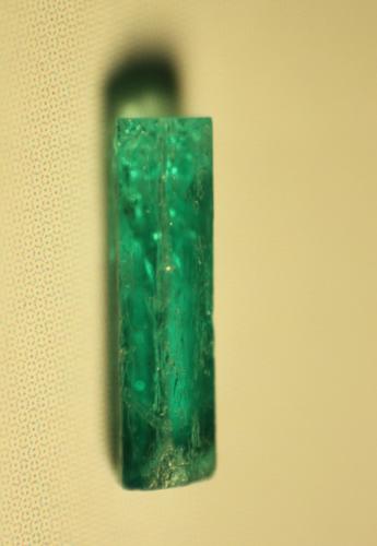 Beryl (variety emerald)<br />Chivor mining district, Municipio Chivor, Eastern Emerald Belt, Boyacá Department, Colombia<br />2mm x 9mm x 2mm<br /> (Author: franjungle)