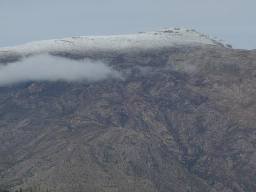 Our first snowfall; not much, but welcome.  We have had more than 100 mm of rain in a few days. (Author: Pierre Joubert)