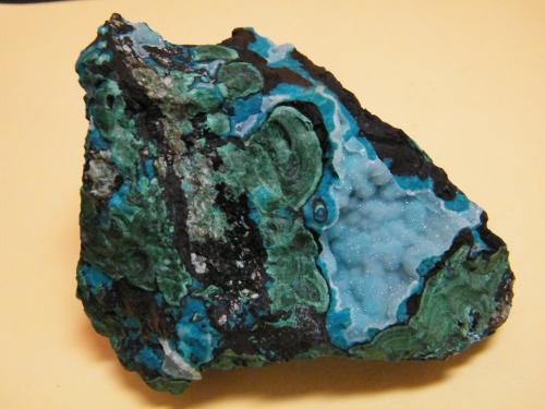 Chrysocolla and Malachite<br />Skorpion Mine, Rosh Pinah, Lüderitz District, ǁKaras Region, Namibia<br />91mm x 72mm x 68mm<br /> (Author: Heimo Hellwig)