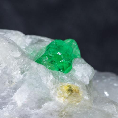 Beryl (variety emerald), Calcite<br />La Pita mining district, Municipio Maripí, Western Emerald Belt, Boyacá Department, Colombia<br />52mm x 46mm x 22mm<br /> (Author: Bergur_E_Sigurdarson)