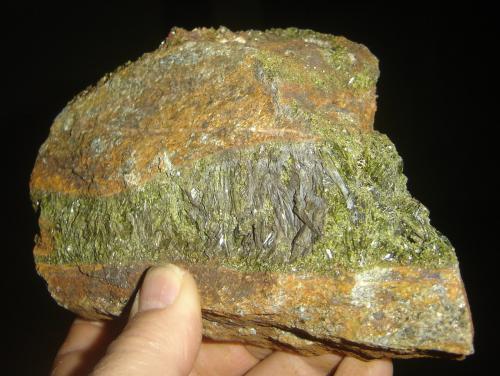 Epidota<br />Morro das Pedras comunnity, Morro das Pedras, Formiga, Minas Gerais, Brazil<br />Cristales con 3,2 x 0,4 x 0,3 mm<br /> (Autor: Anisio Claudio)