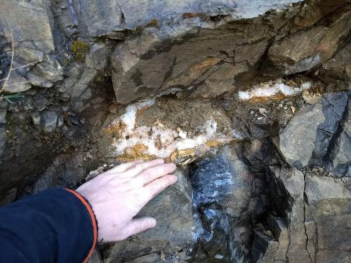 The remnants of the largest vug I’ve found at the locality. Came out incredibly clean as no outside dirt seemed to have managed to get in. 
It was nearly all Stilbite, but very unusal for this area as it has parts that show very pretty pink hues!
What is in the picture still sits in the cliff wall as I didn’t have tools to get any further in without smashing everything into pieces. (Author: Bergur_E_Sigurdarson)