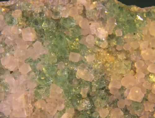 Fluorite and Calcite<br />Berta Quarry, Can Domènech Hill, Roques Blanques Mountains, Sant Cugat del Vallès-El Papiol, Comarca Vallès Occidental / Baix Llobregat, Barcelona, Catalonia / Catalunya, Spain<br />128mm x 73mm x 56mm. Detail.<br /> (Author: franjungle)