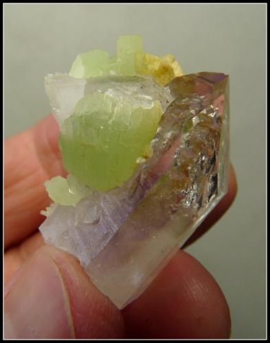 Quartz and Prehnite<br />Goboboseb Mountains, Brandberg area, Erongo Region, Namibia<br />35 x 32 x 27 mm<br /> (Author: Pierre Joubert)