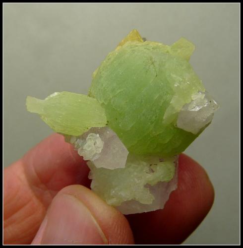 Quartz and Prehnite<br />Goboboseb Mountains, Brandberg area, Erongo Region, Namibia<br />35 x 32 x 27 mm<br /> (Author: Pierre Joubert)