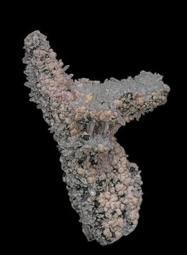 Rhodochrosite, Quartz, Sphalerite<br />Casapalca, Chicla District, Huarochiri Province, Lima Department, Peru<br />11.4 x 6.4 cm<br /> (Author: am mizunaka)