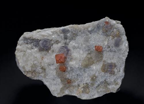Rhodochrosite, Fluorapatite, Albite<br />Foote Lithium Co. Mine (Foote Mine), Kings Mountain District, Cleveland County, North Carolina, USA<br />7.6 x 5.1 cm<br /> (Author: am mizunaka)