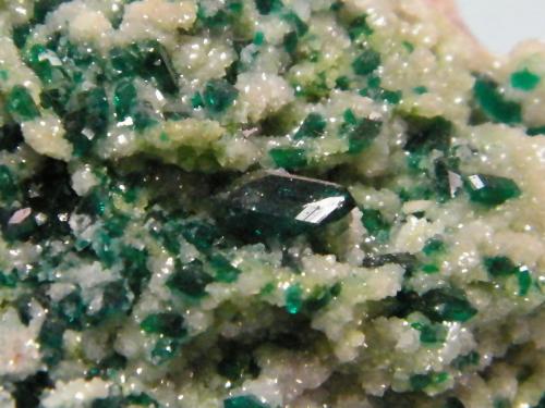 Dioptase, Calcite and Duftite<br />Tsumeb Mine, Tsumeb, Otjikoto Region, Namibia<br />51mm x 69mm x 40mm<br /> (Author: Heimo Hellwig)