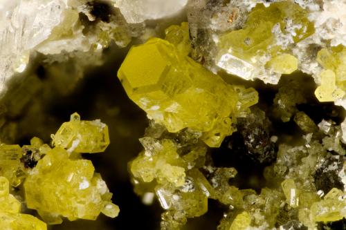 Mimetite<br />Simon Mine, Bell District, Mineral County, Nevada, USA<br />FOV = 2.9 mm<br /> (Author: Doug)
