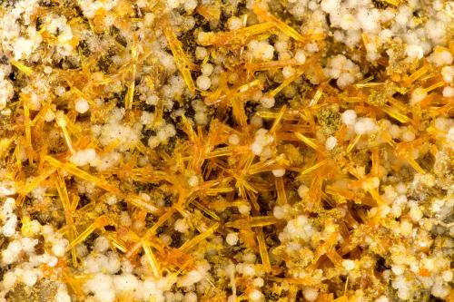 Mimetite Wickenburgite<br />Mina Evening Star, Rambla Tiger, Monte Belmont, Tonopah, Distrito Osborn, Condado Maricopa, Arizona, USA<br />3.5 mm<br /> (Author: Doug)