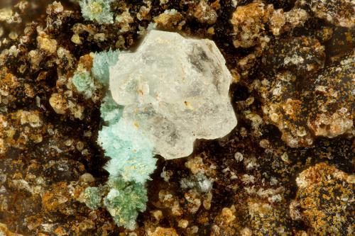 Variscite<br />Silver Coin Mine, Valmy, Iron Point District, Humboldt County, Nevada, USA<br />FOV = 1.5 mm<br /> (Author: Doug)