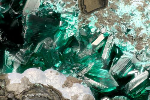 Brochantite<br />Morenci Mine, Morenci, Copper Mountain District, Shannon Mountains, Greenlee County, Arizona, USA<br />FOV = 2.1 mm<br /> (Author: Doug)