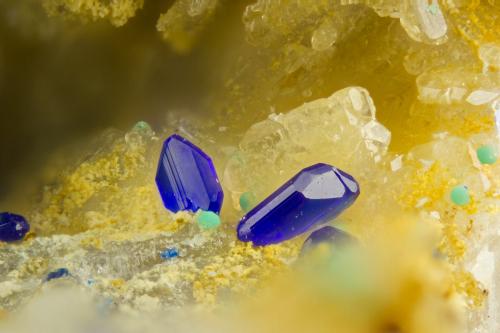 Azurite<br />Tynagh Mine, Killimor, County Galway, Connacht, Ireland<br />FOV = 2.0 mm<br /> (Author: Doug)