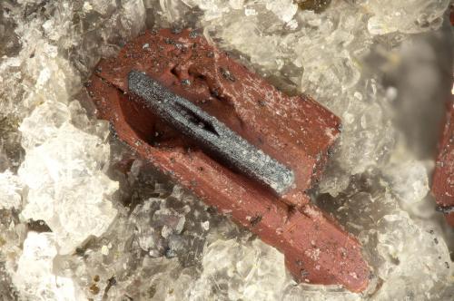 Enstatite, Hematite<br />Summit Rock, Klamath County, Oregon, USA<br />FOV = 1.9 mm<br /> (Author: Doug)