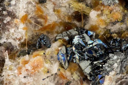 Phlogopite, Hematite<br />Summit Rock, Condado Klamath, Oregon, USA<br />FOV = 3.8 mm<br /> (Author: Doug)