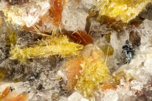 Phlogopite, Aegirine, Hematite<br />Summit Rock, Klamath County, Oregon, USA<br />FOV = 1.7 mm<br /> (Author: Doug)