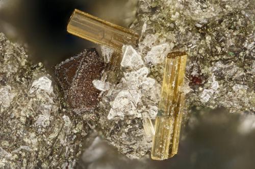 Fluoro-edenite<br />Lemolo Lake, Clearwater, Douglas County, Oregon, USA<br />FOV = 1.8 mm<br /> (Author: Doug)