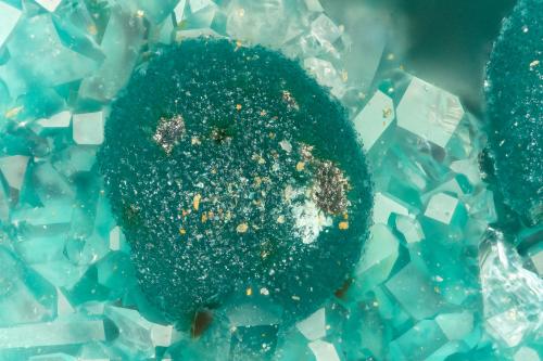 Rosasite<br />Summit Mine, Radersburg District, Broadwater County, Montana, USA<br />FOV = 1.5 mm<br /> (Author: Doug)