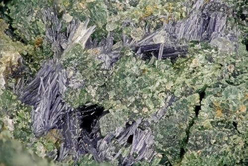 Glaucophane<br />Ward Creek, Coast Range, Cazadero, Sonoma County, California, USA<br />FOV = 3.8 mm<br /> (Author: Doug)
