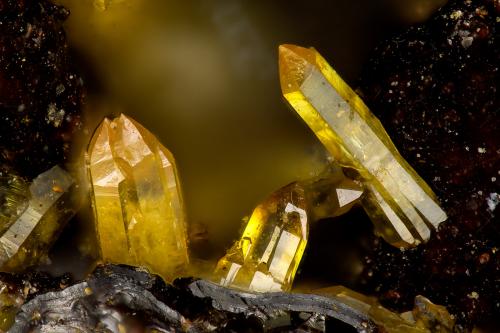 Mimetite<br />Chalk Mountain Mine, Chalk Mountain, Middlegate, Chalk Mountain District, Churchill County, Nevada, USA<br />FOV = 1.3 mm<br /> (Author: Doug)