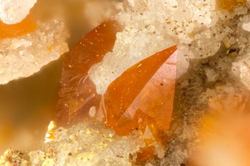 Wulfenite<br />Santa Ana Mine, Cerrillos Mountains, Tocopilla Province, Antofagasta Region, Chile<br />FOV = 1.3 mm<br /> (Author: Doug)