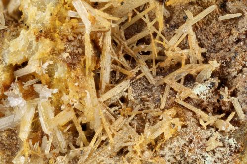Cerussite<br />Wildermann Mine, Müsen, Siegerland, North Rhine-Westphalia/Nordrhein-Westfalen, Germany<br />FOV = 3.9 mm<br /> (Author: Doug)