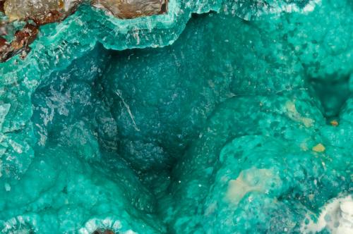 Cornwallite<br />Murdock Mine, Adams Peak, Diamond Mountains, Last Chance District, Plumas County, California, USA<br />FOV = 3.1 mm<br /> (Author: Doug)