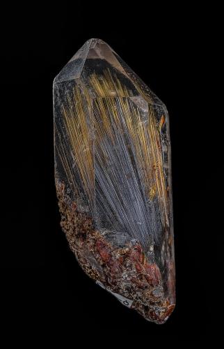 Quartz, Rutile<br />Placerville, Placerville District, El Dorado County, California, USA<br />7.4 x 2.5 cm<br /> (Author: am mizunaka)