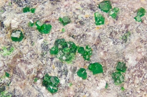 Uvarovite<br />Red Ledge Mine, Washington, Washington District, Nevada County, California, USA<br />FOV = 4.0 mm<br /> (Author: Doug)