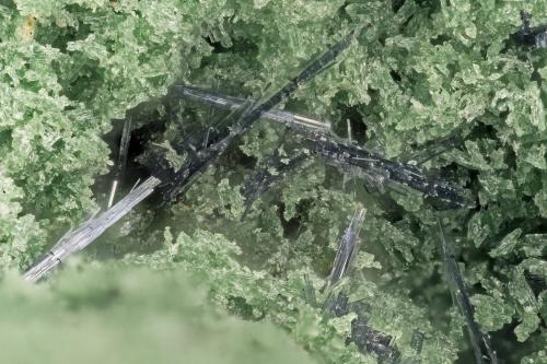 Glaucophane<br />Glaucophane Ridge, Diablo Range, San Benito County, California, USA<br />FOV = 3.0 mm<br /> (Author: Doug)