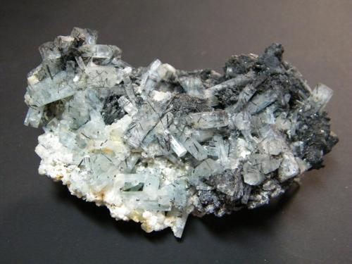 Beryl (variety aquamarine) and Schorl<br />Erongo Mountain, Usakos, Erongo Region, Namibia<br />112mm x 60mm x 43mm<br /> (Author: Heimo Hellwig)